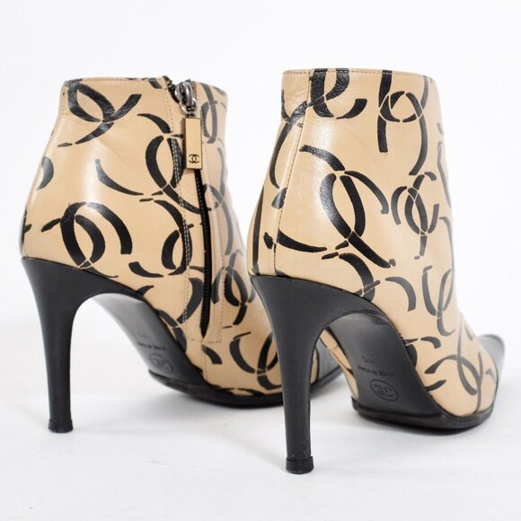 CHANEL Ankle Boots with Black and Cream Design - Picture 9 of 16